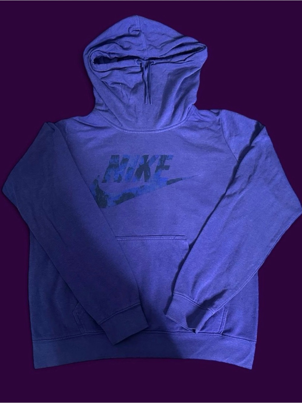 Nike Women's Club Funnel Camo Graphic Purple Ashe Hoodie - Size L